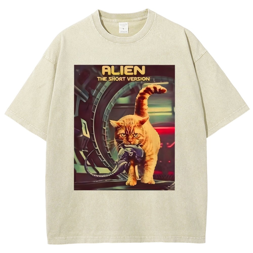 Mystery Cat Heavy Vintage Distressed T-shirt