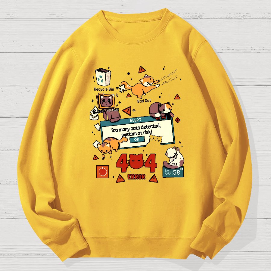 Too Many Cats 404 Alert Geek Cotton Sweatshirt