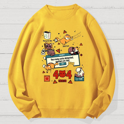 Too Many Cats 404 Alert Geek Cotton Sweatshirt