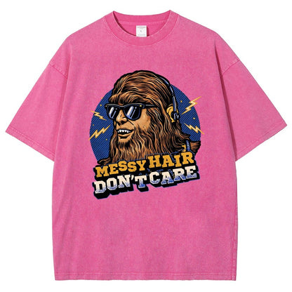 Messy Hair Don't Care Vintage Distressed T-shirt