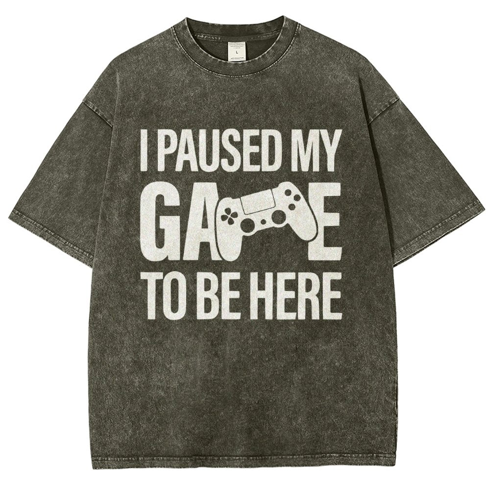 I paused my Game to Be Here Funny Gaming Vintage Distressed T-shirt