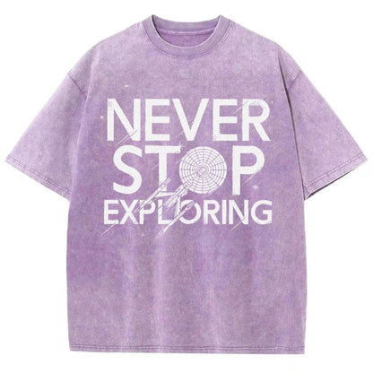 Never Stop Exploring Vintage Distressed T-shirt