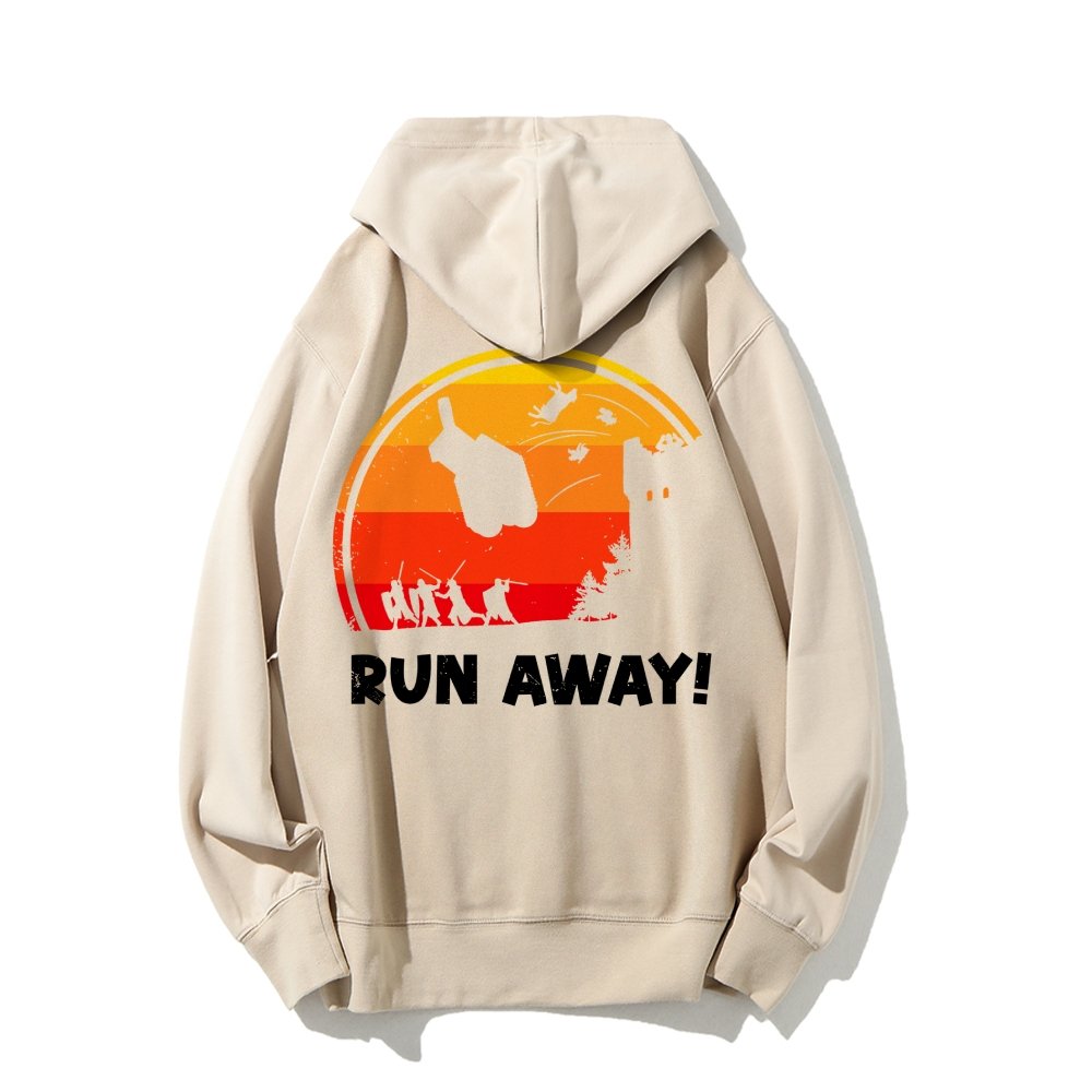 Run Away Printed Back Unisex Cotton Hoodie