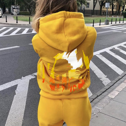 Tropical Attack Printed Back Cotton Hoodie
