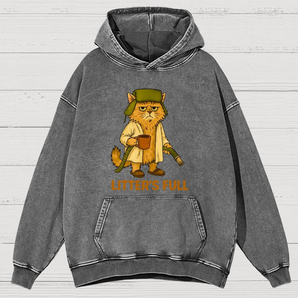 Litter’s Full Cat Vintage Distressed Hoodie