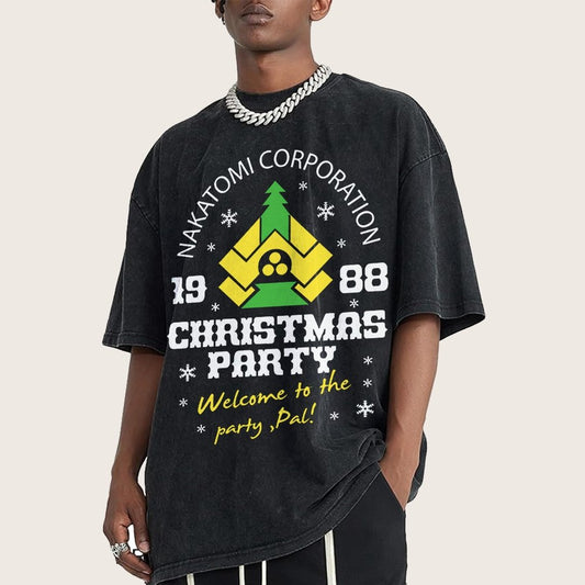 Nakatomi Christmas Party Vintage Distressed T-shirt