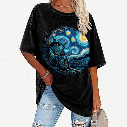 Starry Wizard Vintage Distressed T-shirt