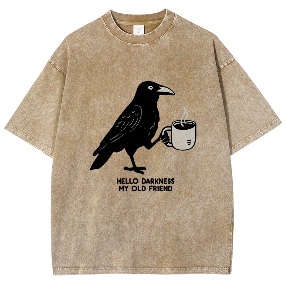 Raven Crow Coffee Vintage Distressed T-shirt