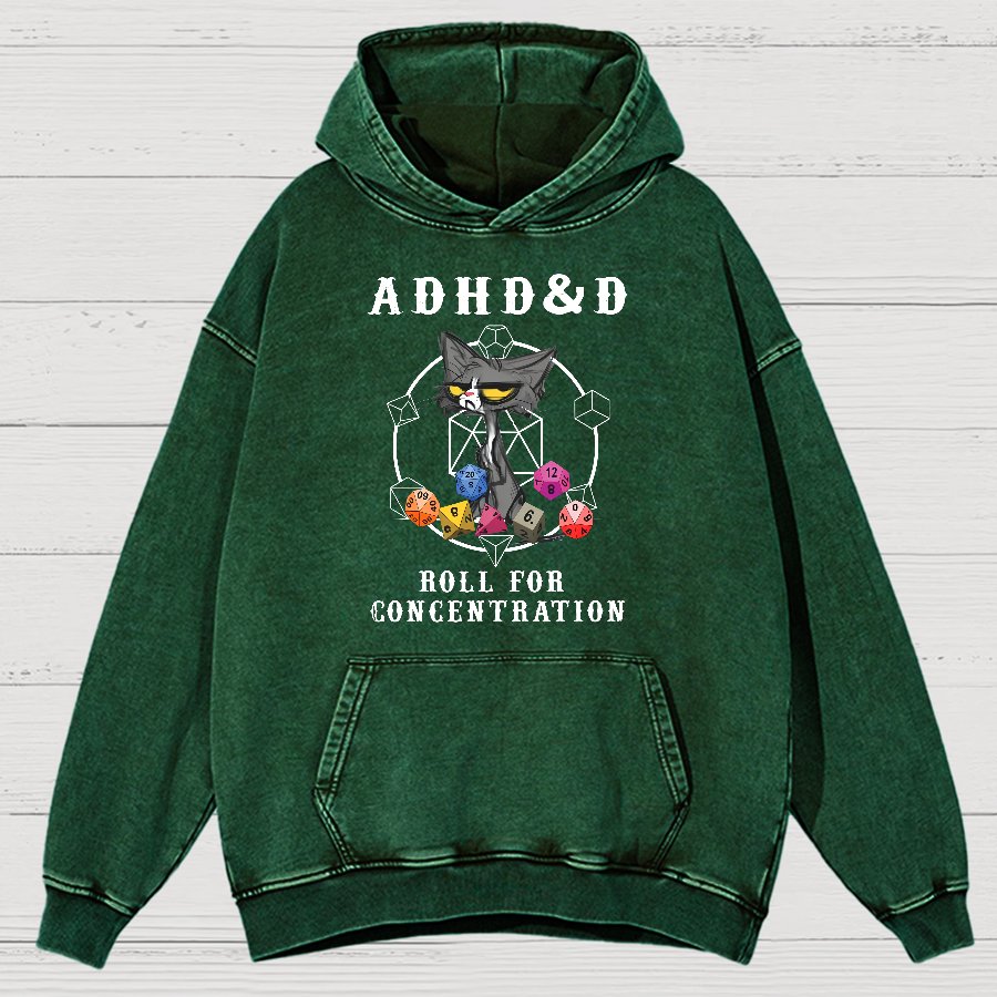 Adhd&Dnd-Cat Vintage Distressed Hoodie