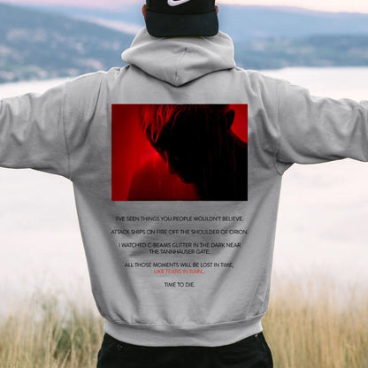 Tears in Rain-Tears in Red-Time to Die Printed Back Cotton Hoodie