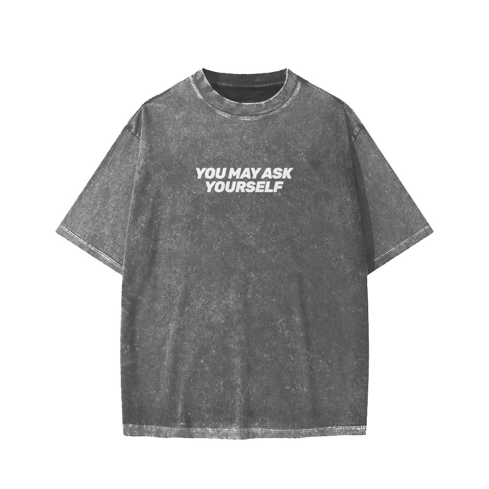 Techno Apocalypse Front And Back Printing Washed T-shirt