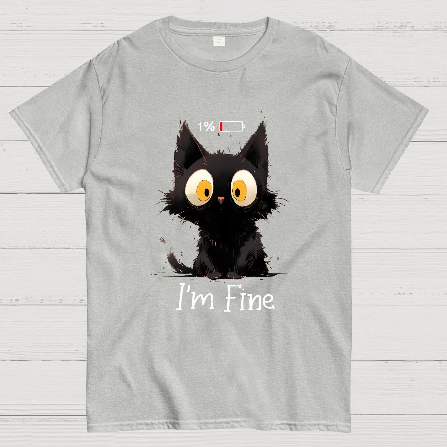 I‘m Fine Black Cat Geeky T-Shirt
