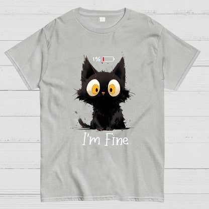 I‘m Fine Black Cat Geeky T-Shirt