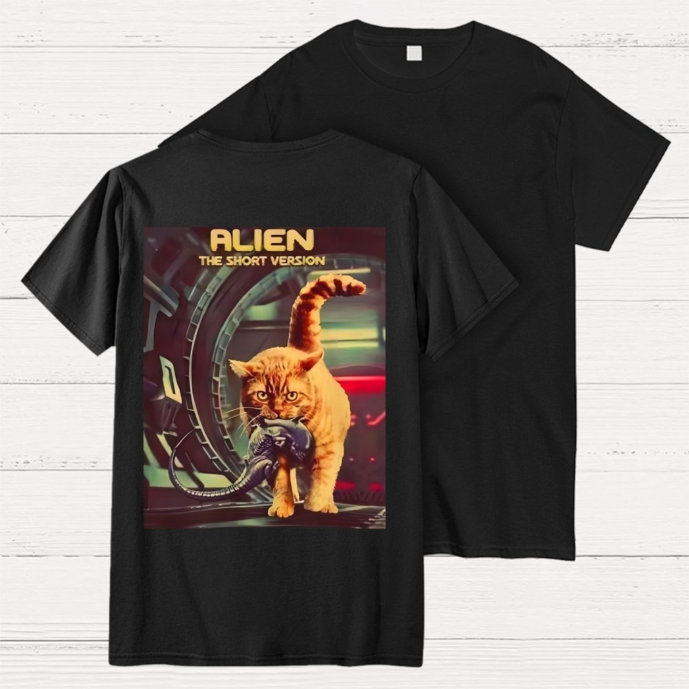 Mystery Cat Heavy Back-printed Geek T-shirt