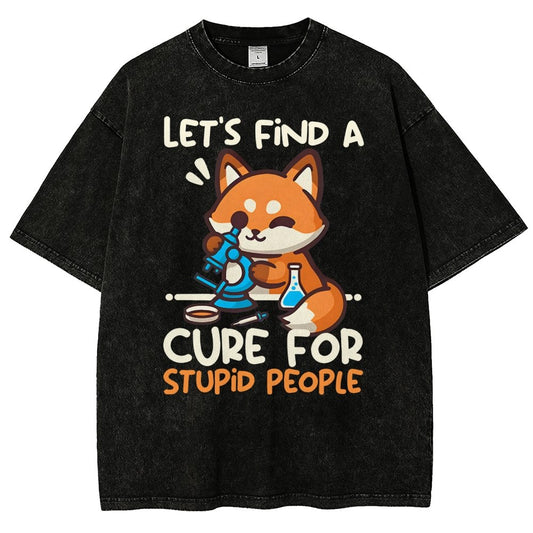 Fox Cure For Stupid People Vintage Distressed T-shirt