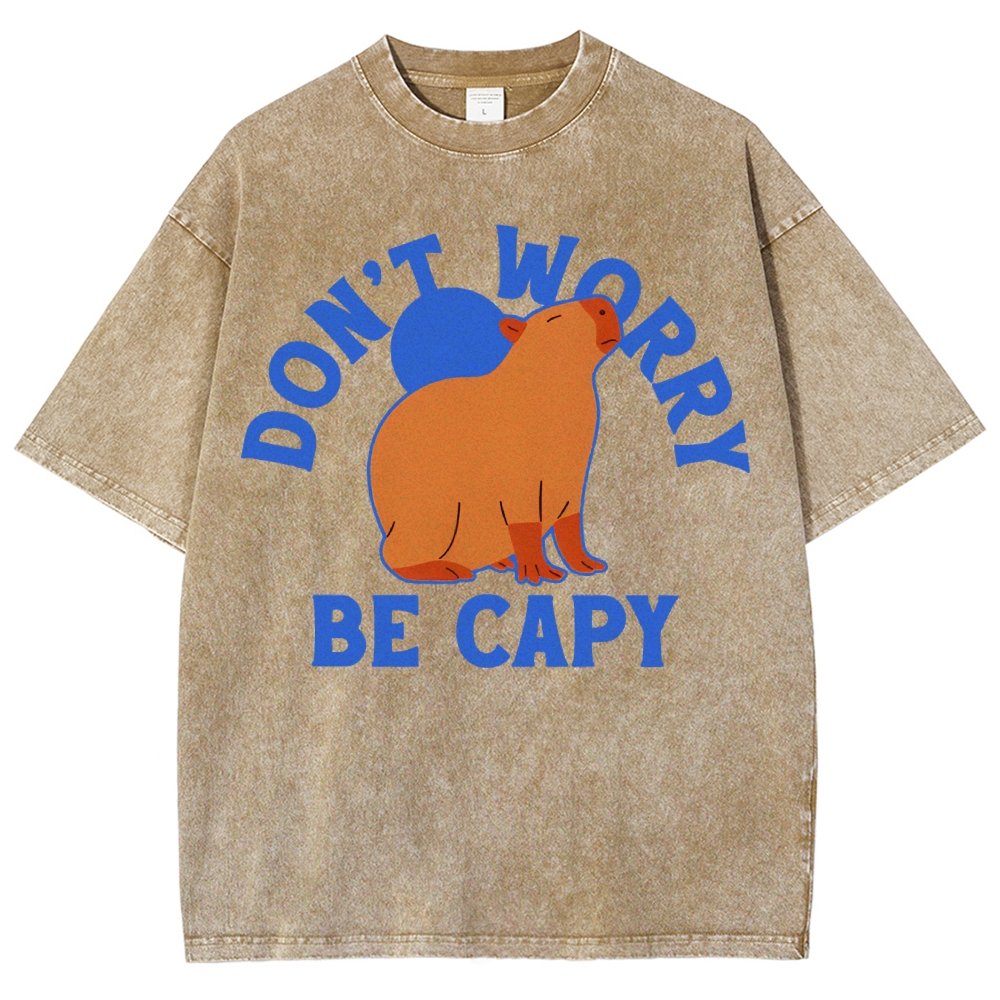 Don't Worry Be Capy Vintage Distressed T-shirt