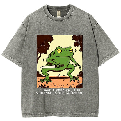 Frog Violence Vintage Distressed T-shirt