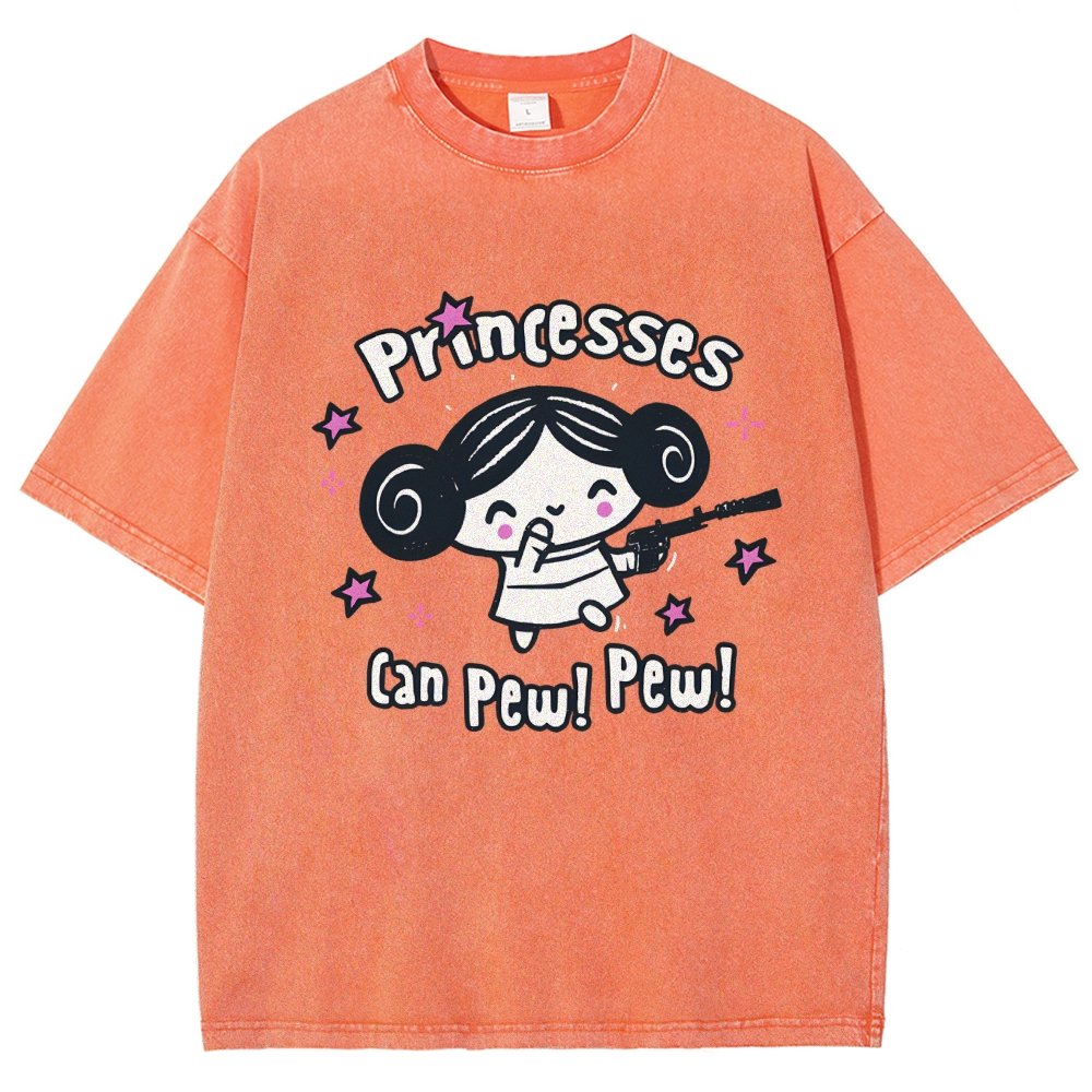 Princesses Can Pew! Pew! Too Vintage Distressed T-shirt