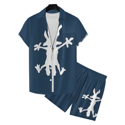Coyote Splat Hitting Cartoon Print Hawaiian Shirt Set