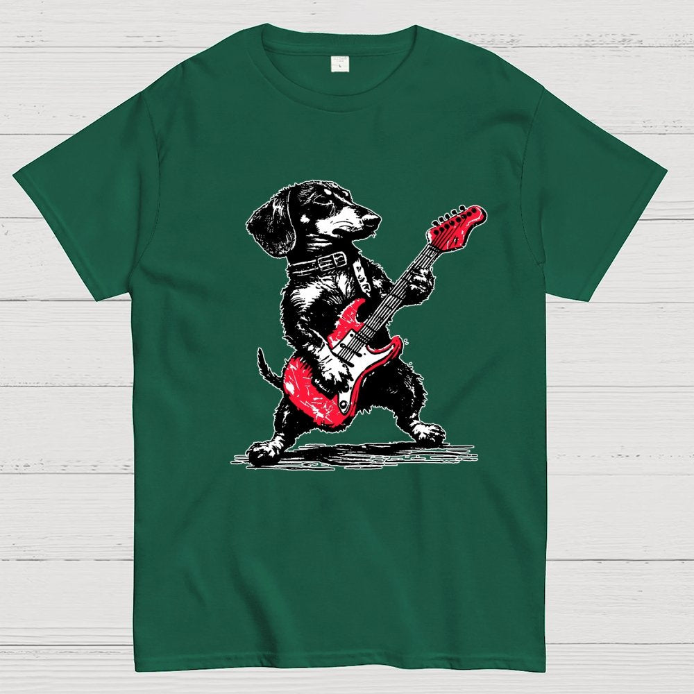 Dachshund Weenie Playing Guitar Geek T-Shirt