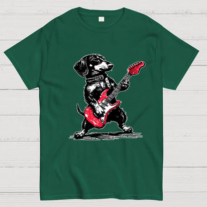 Dachshund Weenie Playing Guitar Geek T-Shirt
