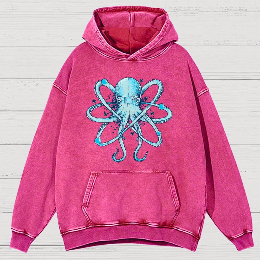 Atomic Octopus Vintage Distressed Hoodie
