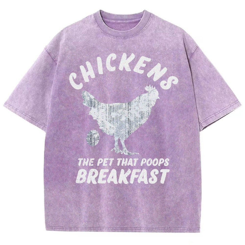 Chickens Poop Breakfast Vintage Distressed T-shirt
