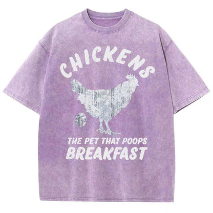 Chickens Poop Breakfast Vintage Distressed T-shirt