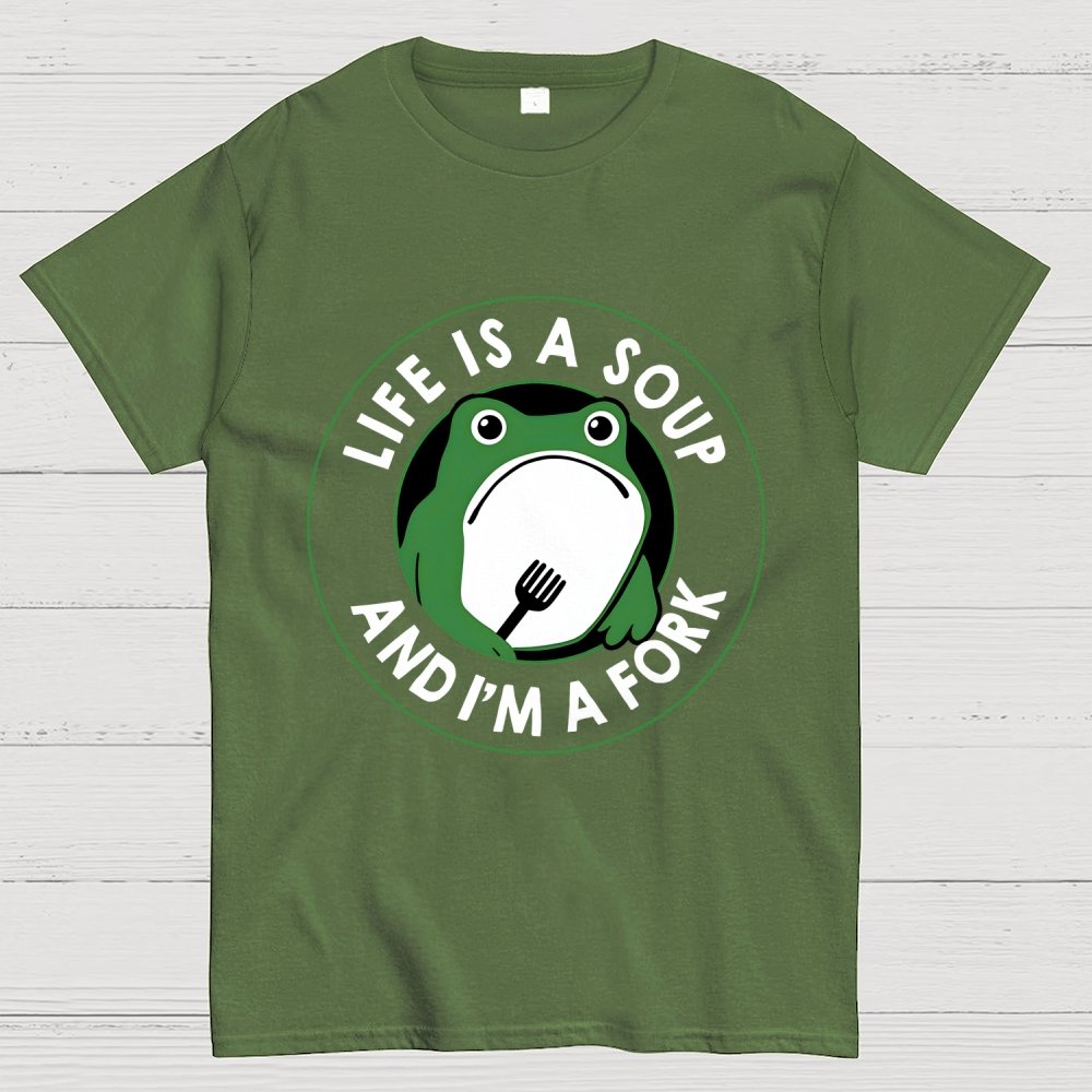 Life Is Soup and I'm a Fork Frog Geek T-Shirt