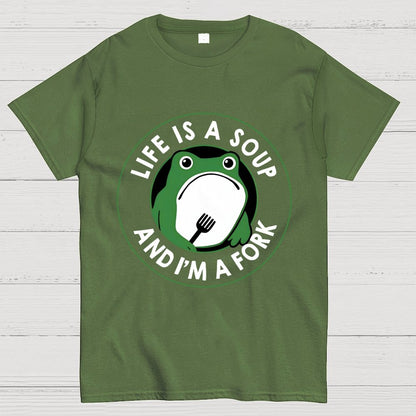 Life Is Soup and I'm a Fork Frog Geek T-Shirt