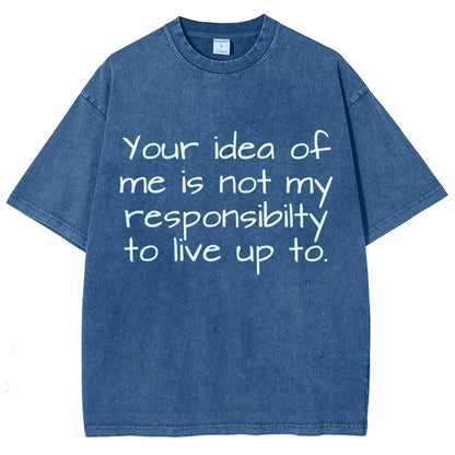 Your Idea Of Me Is Not My Resposibility To Live Up To Vintage Distressed T-shirt