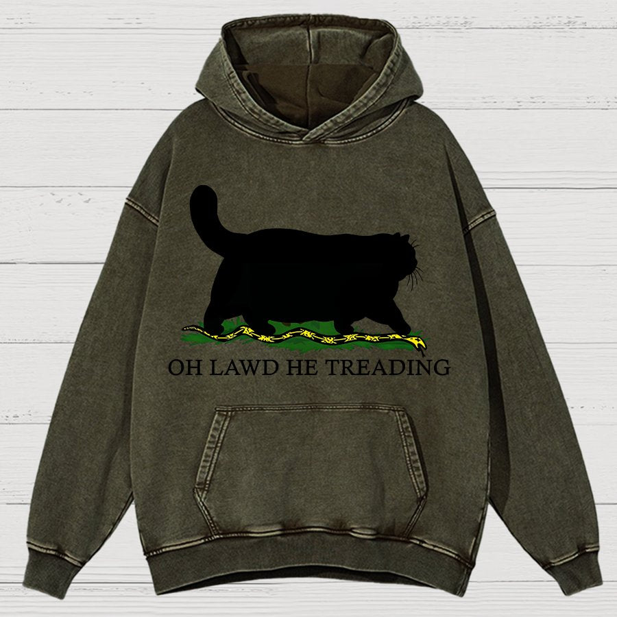 Oh Lawd He Treading Vintage Distressed Hoodie