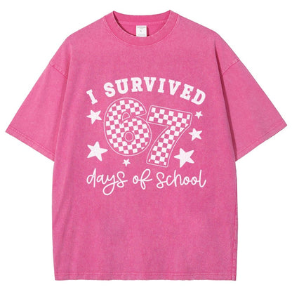 I Survived 67 Days of School Vintage Distressed T-shirt