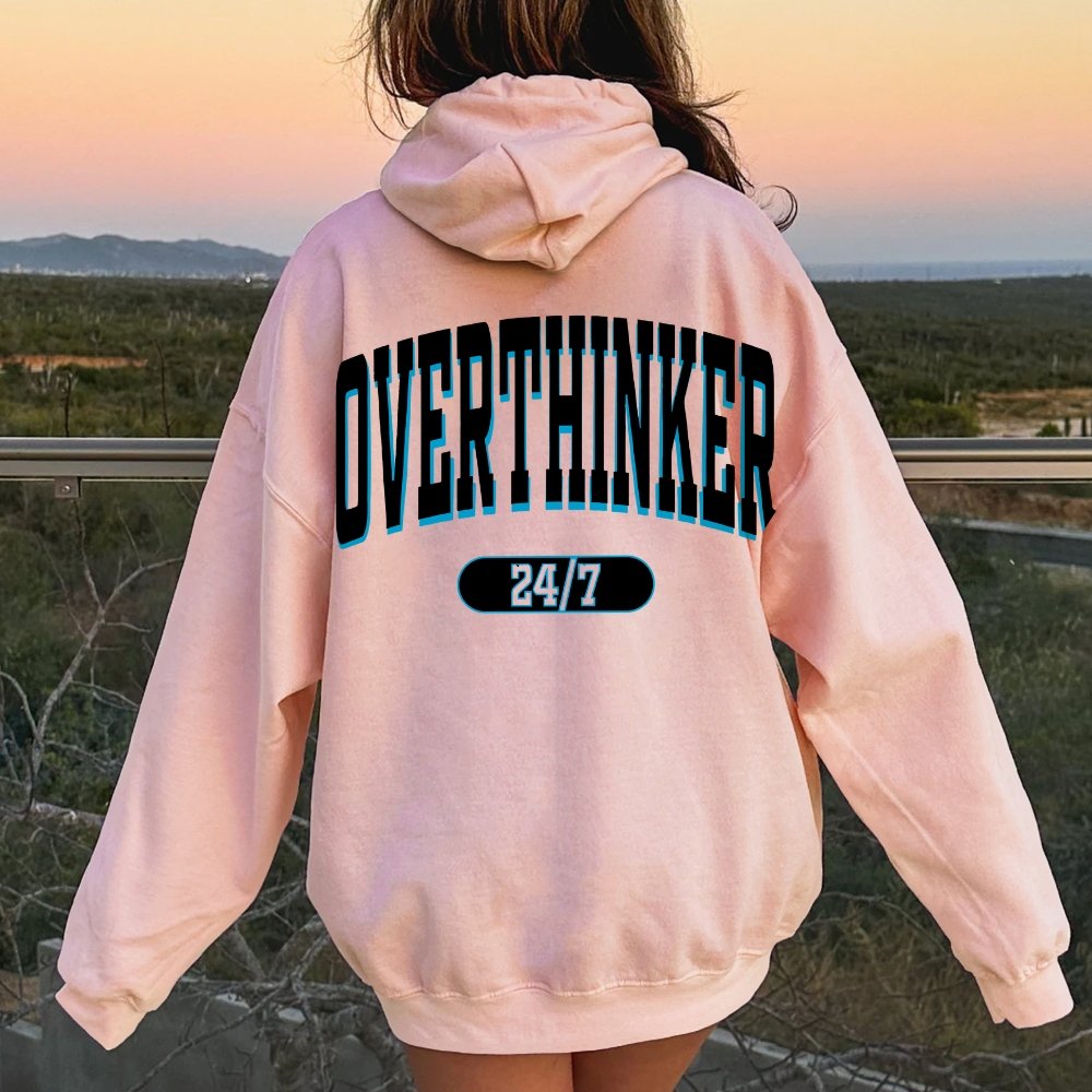 Overthinker All the time Printed Back Cotton Hoodie