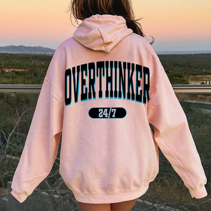Overthinker All the time Printed Back Cotton Hoodie