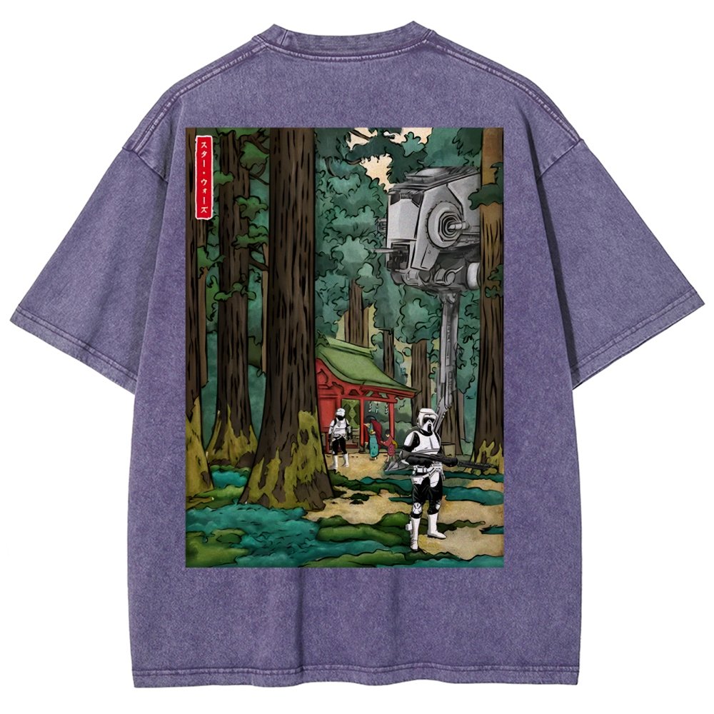 Cosmic Realm In Japanese Forest Washed T-Shirt