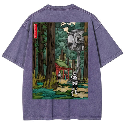 Cosmic Realm In Japanese Forest Washed T-Shirt