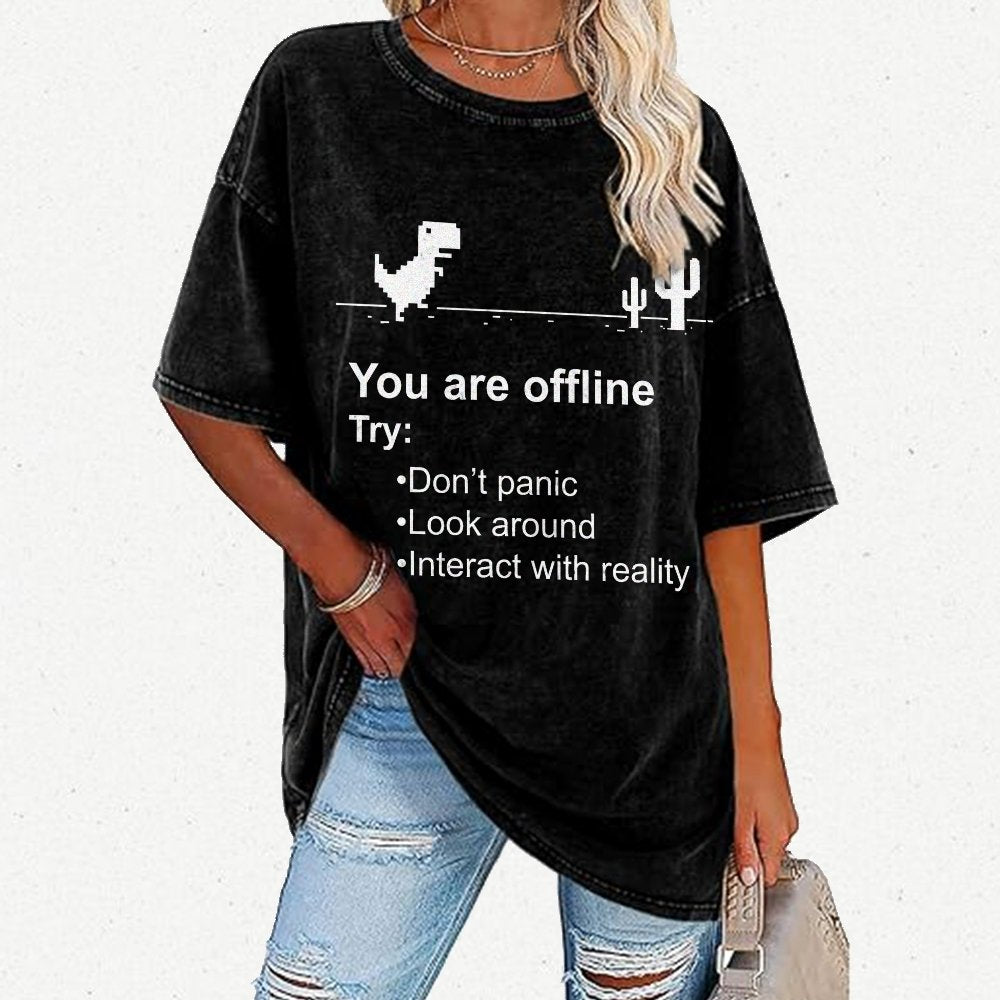Funny offline Vintage Distressed T-shirt