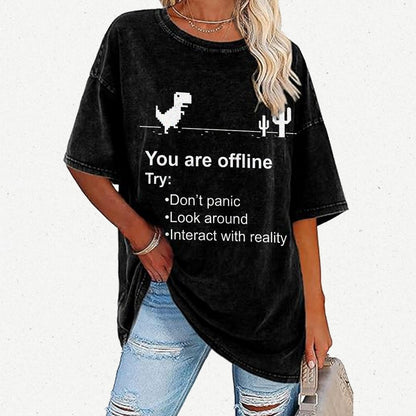 Funny offline Vintage Distressed T-shirt
