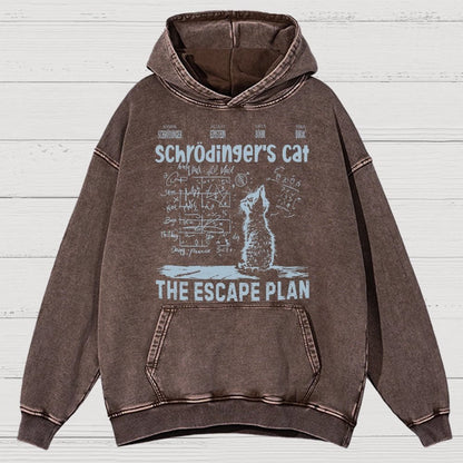 Schrodinger's Cat Escape Plan Interesting Physics Science Vintage Distressed Hoodie