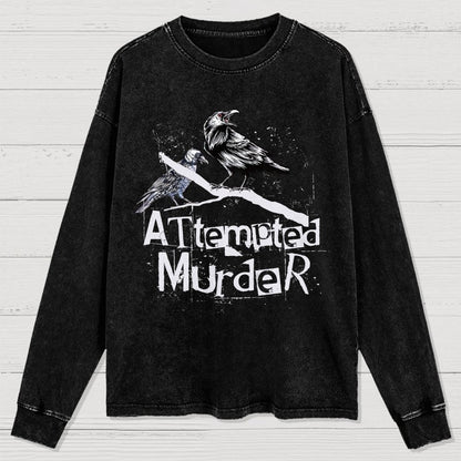 Attempted Murder Crow Washed Long Sleeve Tee