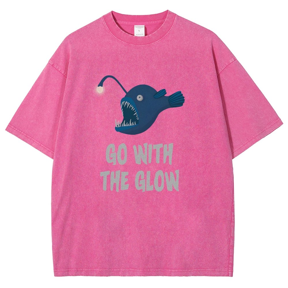 Go With The Glow Anglerfish Pun Vintage Distressed T-shirt