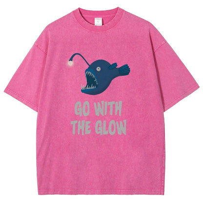 Go With The Glow Anglerfish Pun Vintage Distressed T-shirt