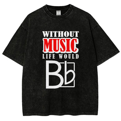 Without Music Life Would B Flat  Vintage Distressed T-shirt