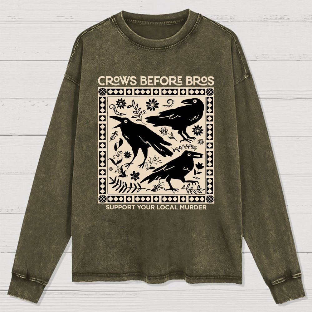 Crows Before Bros Washed Long Sleeve Tee