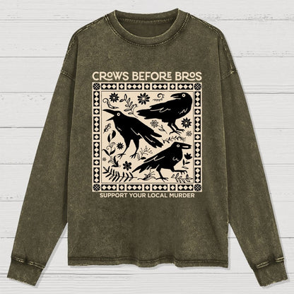 Crows Before Bros Washed Long Sleeve Tee