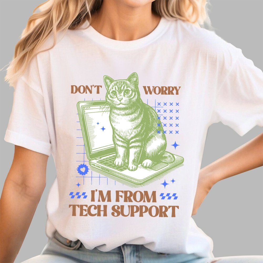 Don't Worry I'm From Tech Support Cat Geek T-Shirt