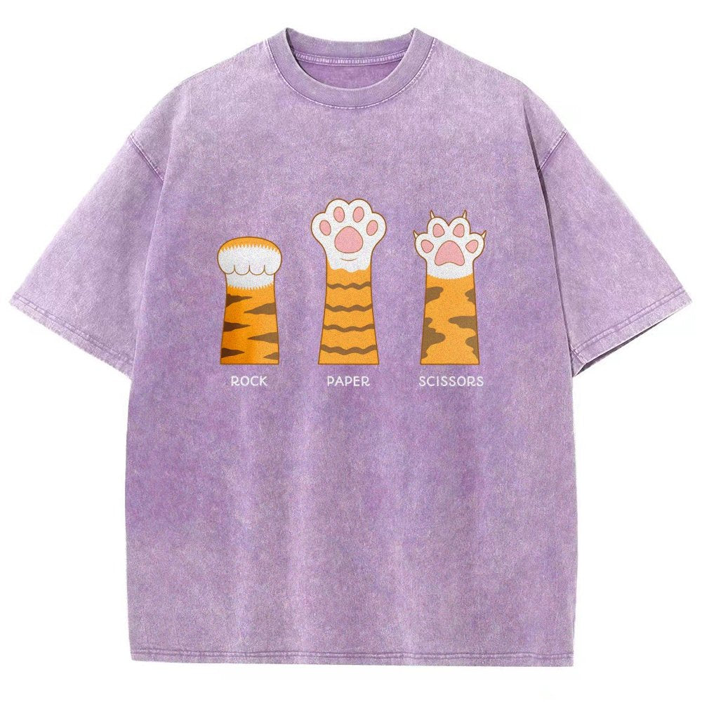 Rock Paper Scissors Purrfect Vintage Distressed T-shirt