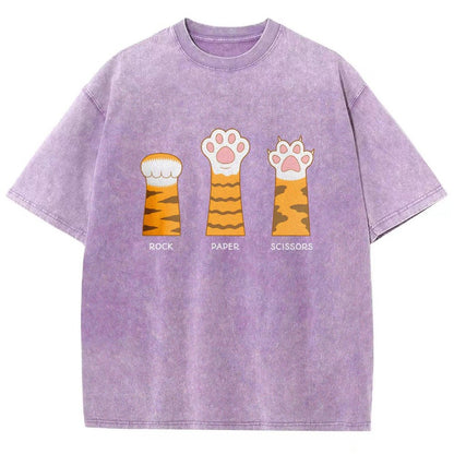 Rock Paper Scissors Purrfect Vintage Distressed T-shirt