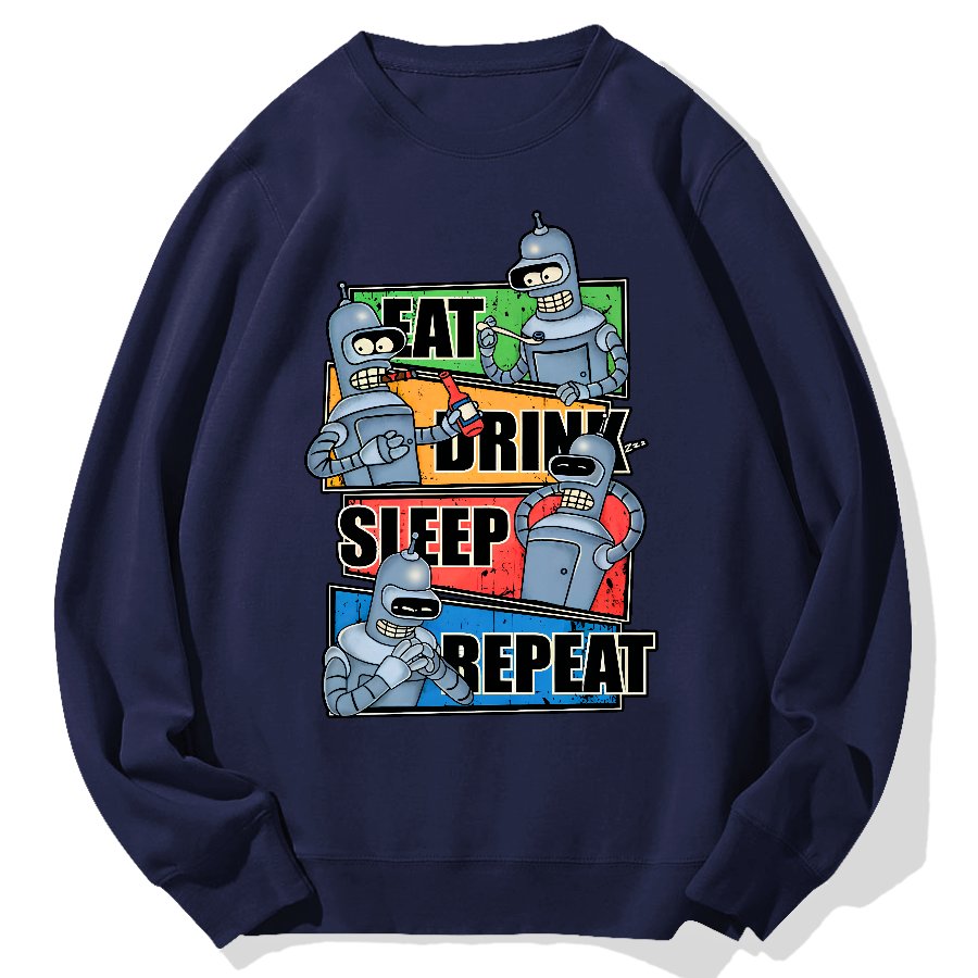 Eat Drink Sleep Repeat Geek Cotton Sweatshirt